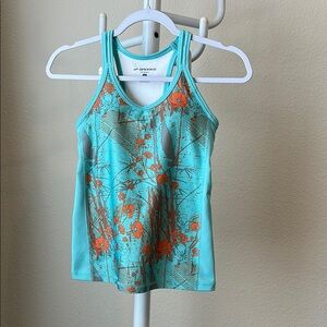 Brooks Aqua and Orange Floral Tank Top
